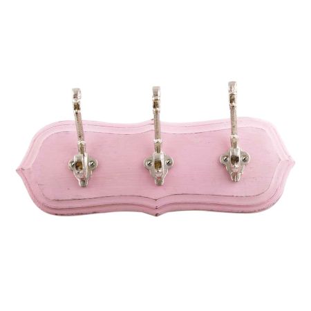 Pink Silver Small Wall Wooden Iron Hooks